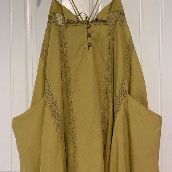 Free People Green, Spaghetti Strap, Maxi, Cotton Dress - Picture 2 of 16